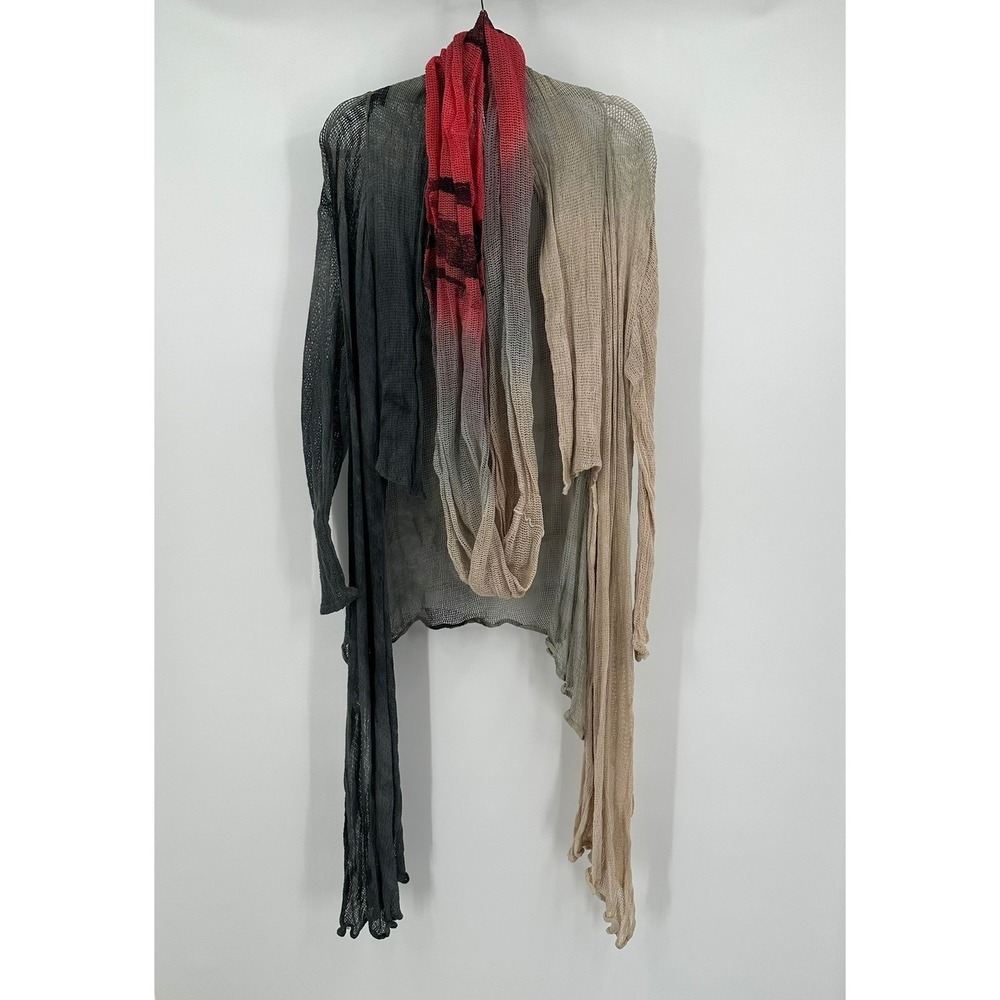 Art of Cloth Womens Boho Lagenlook Crocheted Vest Size M Matching Scarf Flaw